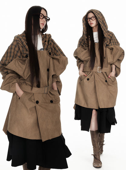 Modern Checkered Workwear Hood Jacket