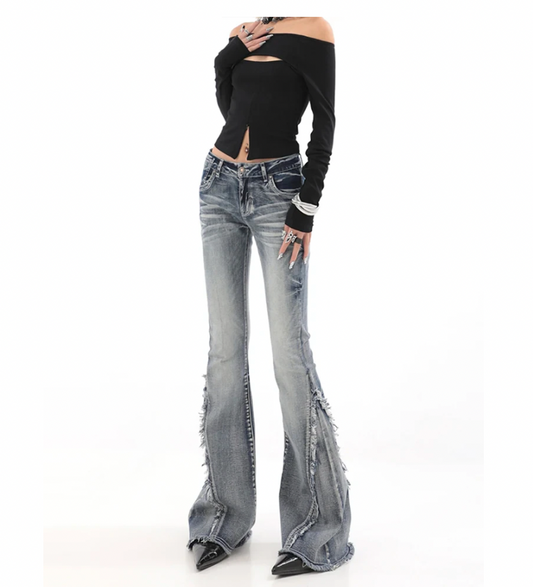 Blue Denim Bell Pants