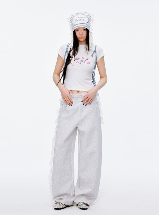 Cotton Loose Fit Lace Training Pants