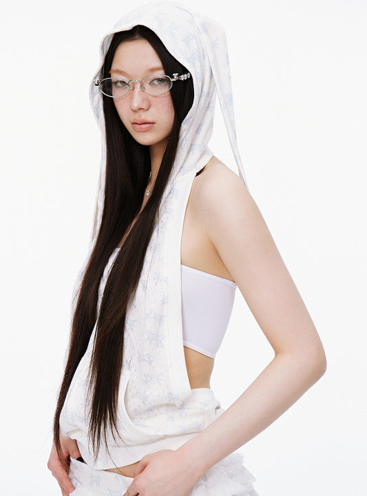 Rabbit Ear Hooded Sleeveless Top