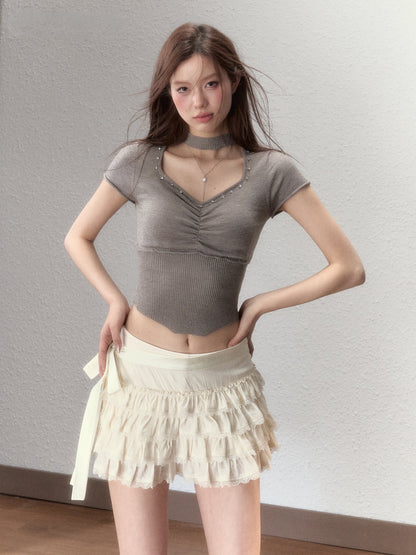 Choker Collar Rhinestone Top