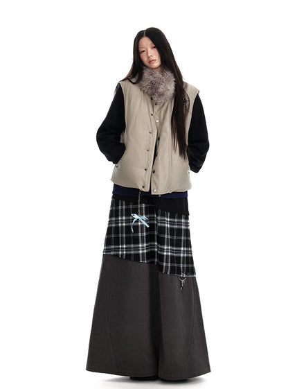 Retro Checkered Multi Pattern Long Skirt