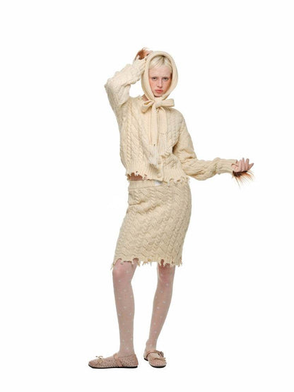 Cable Knit Cardigan & Skirt Set - My Store