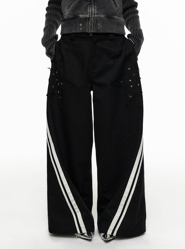 Star Patch Wide Casual Pants (2color) - My Store