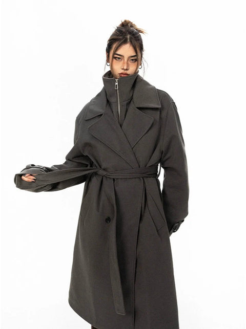 Oversized Belted Double Breasted Coat