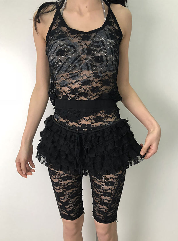 Lace Frill Cake Skirt (2color)
