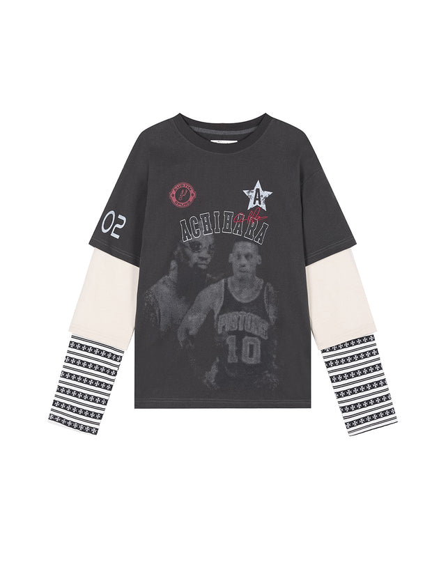 Spring Print Basketball Layered Top (3color)