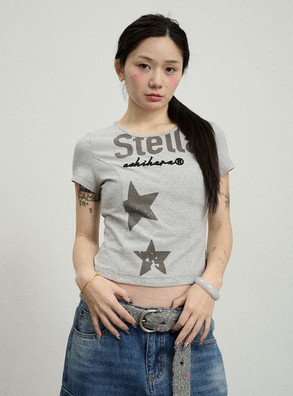 Star Point Slim Crop Short Sleeve T-Shirt (3color)