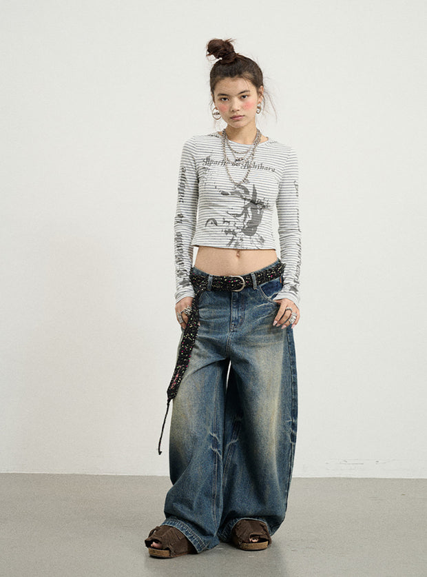 Retro Curve-Line Denim