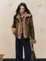 Brown Vintage Shearling Jacket - My Store