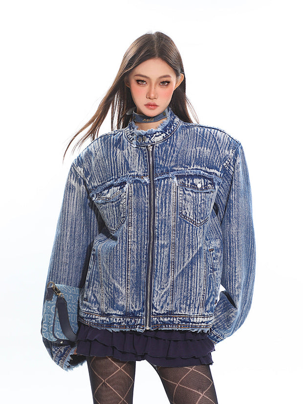 Distressed Boxy Denim Jacket