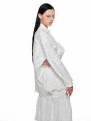 1Jinn Studio White Lace Jacquard Shirt - My Store