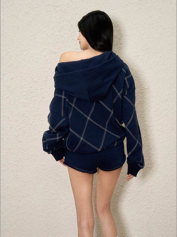 Off-Shoulder Asymmetrical Neckline Hoodie - My Store