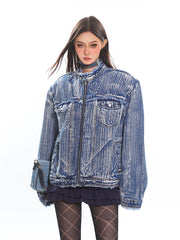 Distressed Boxy Denim Jacket