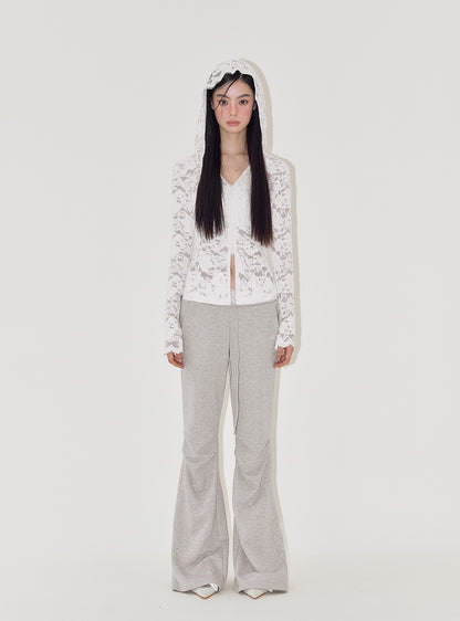 Lace Jacquard Slim Fit Hooded Sweatshirt