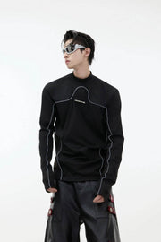 Reflective Line Slim Turtleneck Long-Sleeve Shirt - My Store