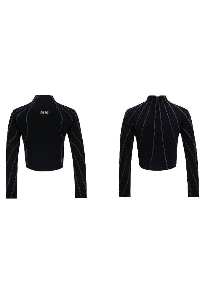 Metal Accent Slim Fit Turtleneck Top - My Store
