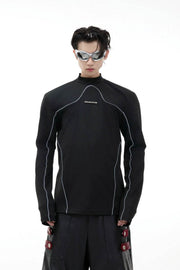 Reflective Line Slim Turtleneck Long-Sleeve Shirt - My Store