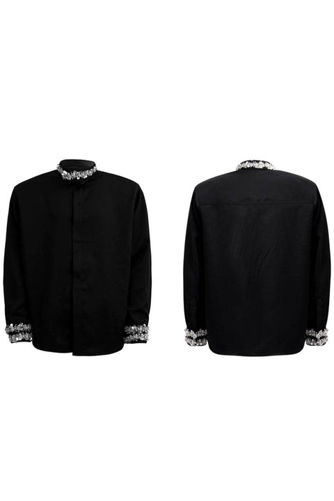 Rhinestone Satin Luxury Shirt - My Store