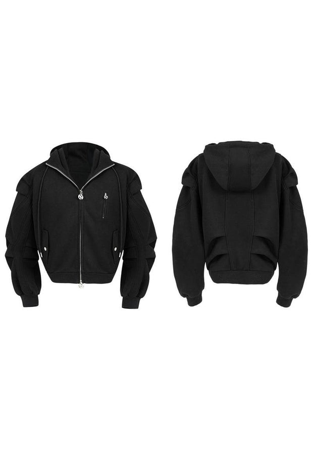 Wrinkled Effect Heavyweight Hooded Zip-Up - My Store