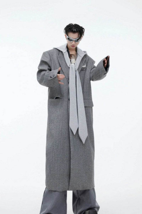 Oversized Hooded Wool Long Coat - My Store