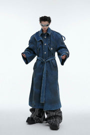 Washed Layered Padded Denim Coat - My Store