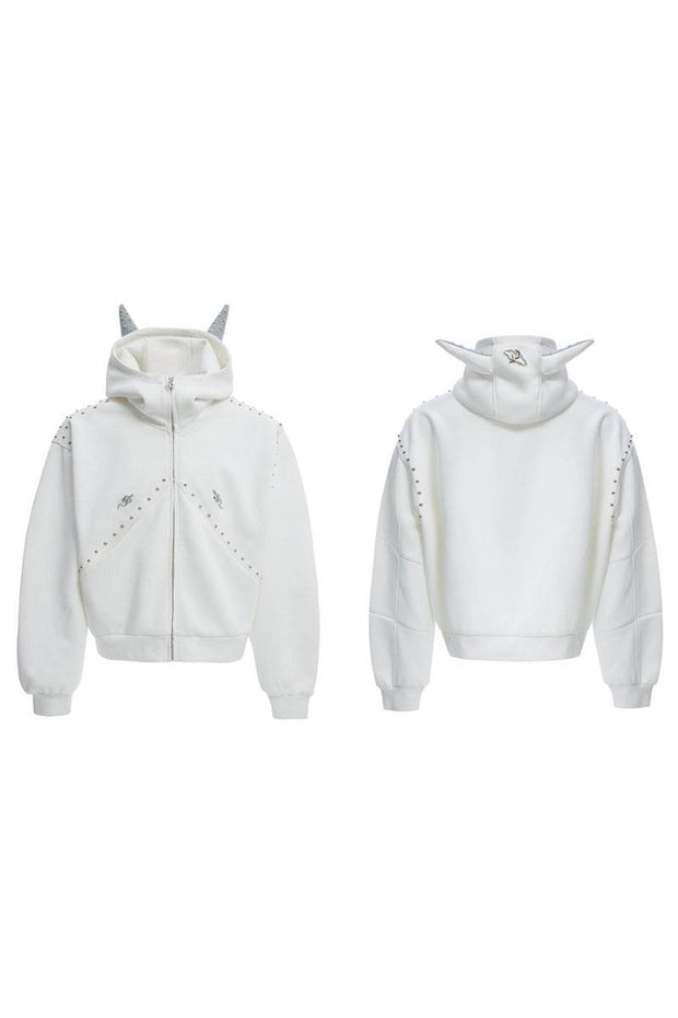 Dog Ears Studded Hoodie - My Store