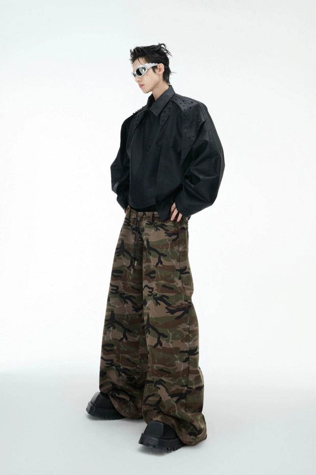 Camo Triple-Waist Wide-Leg Pants - My Store