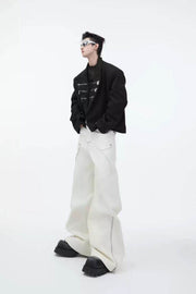 PU Leather Patchwork Cargo Trousers - My Store