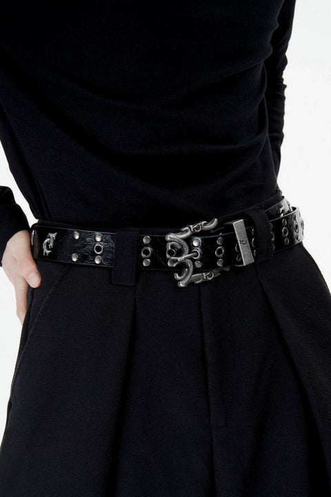 Vintage Metal Logo Studded Belt - My Store