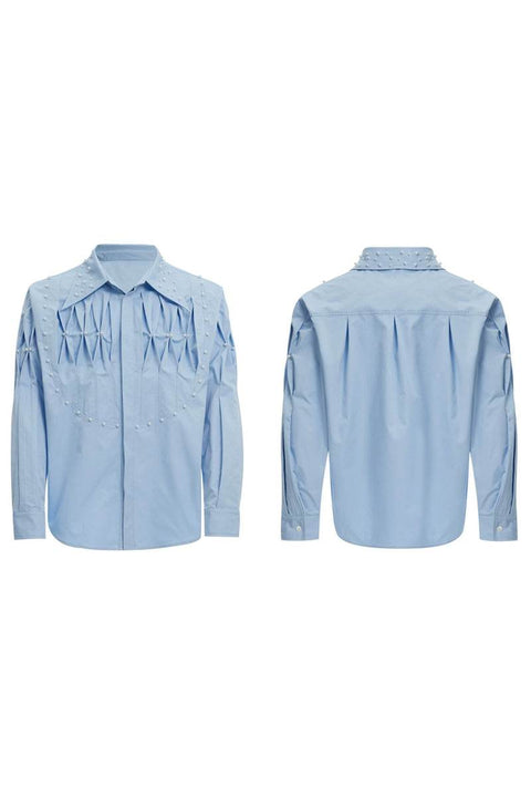 Pleated Pearl Accent Shirt - My Store