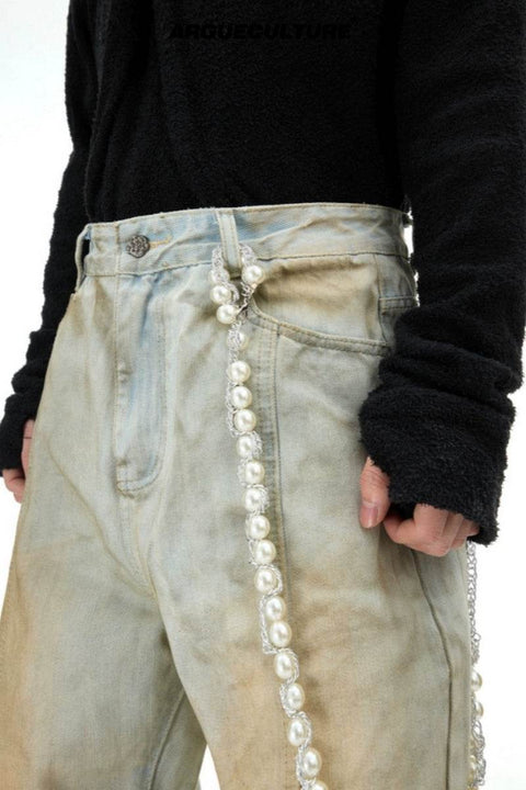 Pearl Accent Flared Jeans - My Store