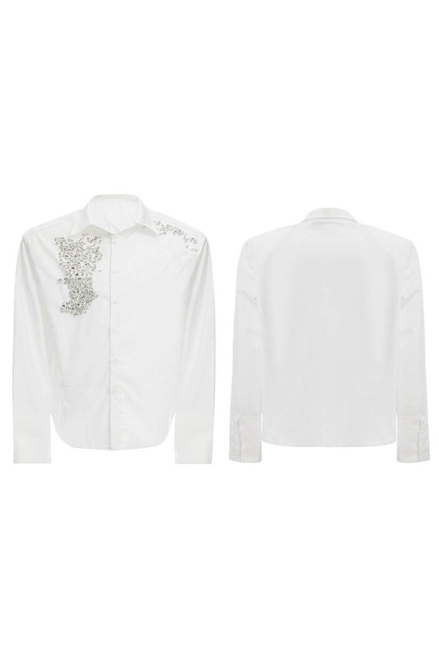 Rhinestone Embellished White Shirt - My Store