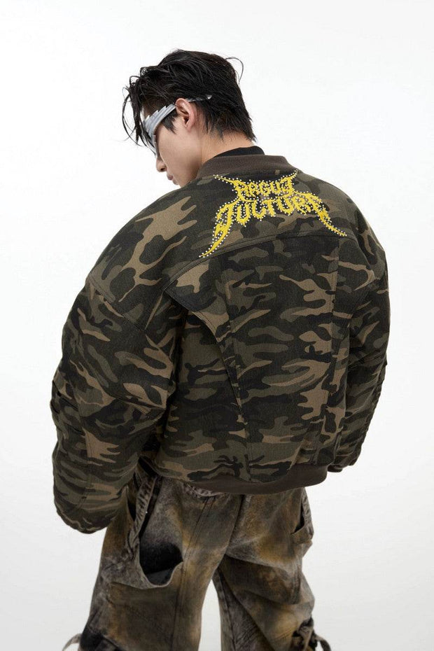 Vintage Camo Padded Bomber Jacket - My Store