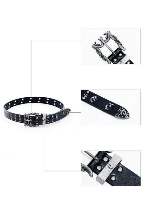 Vintage Metal Logo Studded Belt - My Store