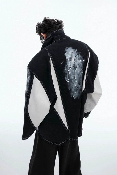 Deconstructed Contrast Dye Oversized Patchwork Jacket - My Store