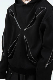 Metal Zipper Knit Hoodie Jacket - My Store