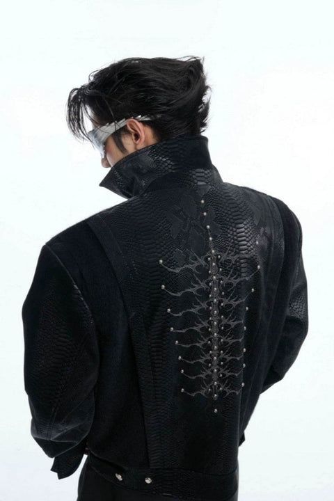 Snake Skin Panel PU Jacket - My Store