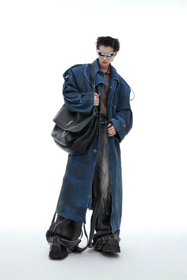 Washed Layered Padded Denim Coat - My Store