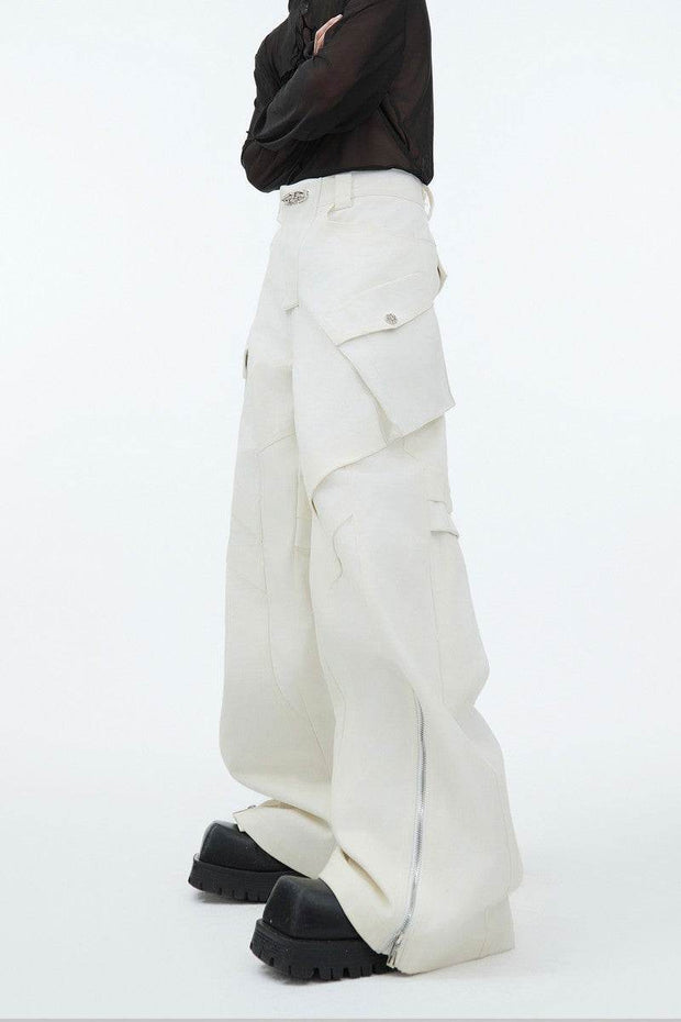 PU Leather Patchwork Cargo Trousers - My Store