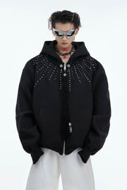 Detachable Tie Rhinestone Hooded Sweatshirt - My Store