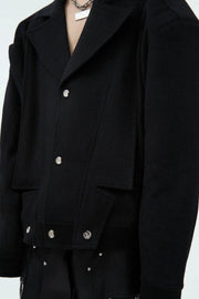 Asymmetrical Collar Cropped Wool Blazer Jacket - My Store