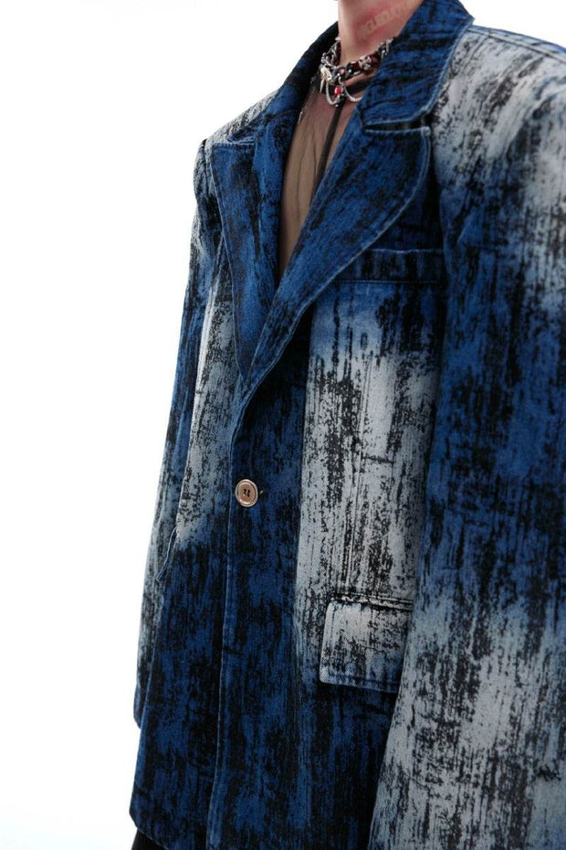 Tie-Dye Distressed Denim Blazer - My Store