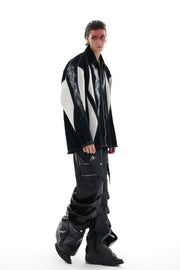 Deconstructed Contrast Dye Oversized Patchwork Jacket - My Store