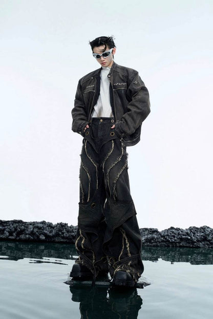 Layered Distressed Patchwork Jeans - My Store