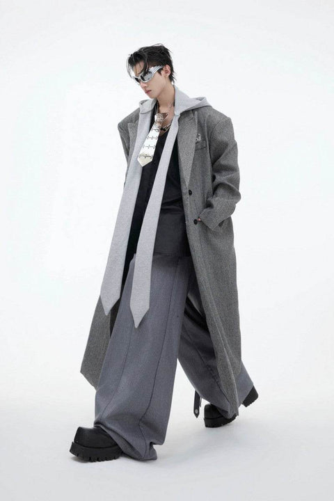 Oversized Hooded Wool Long Coat - My Store