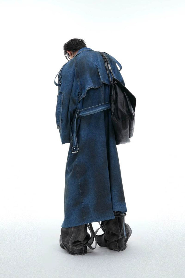 Washed Layered Padded Denim Coat - My Store