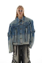 Distressed Gradient Denim Jacket - My Store