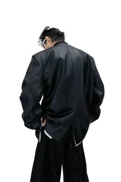 Glossy Pearl-Accent Blazer - My Store