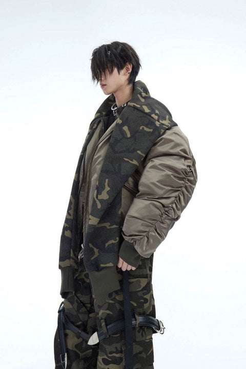 Unique Camo Patchwork Hooded Bomber Jacket - My Store